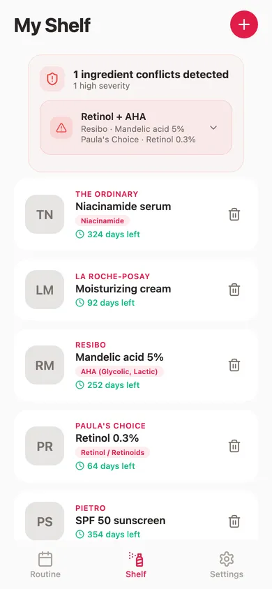 Product shelf screen with expiry dates